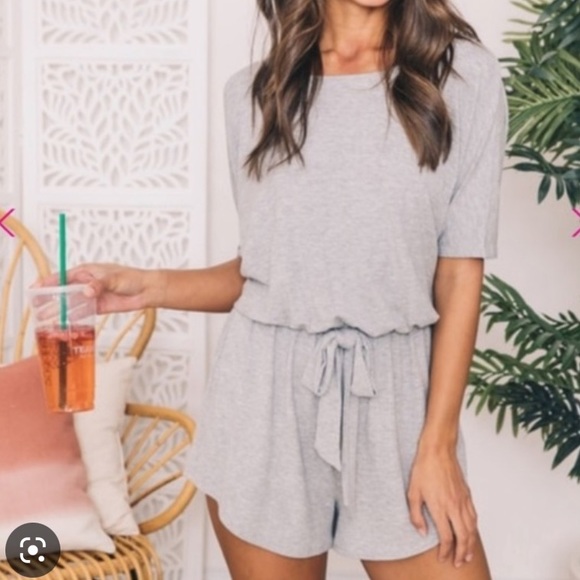 Pink Lily Pants - Pink Lily “Ready For Anything Grey Romper”